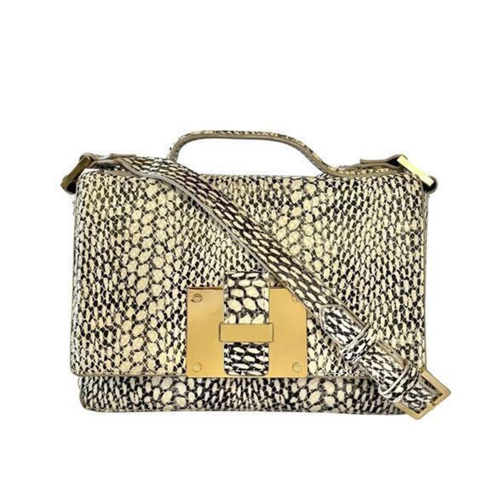 India Hicks Lady P Snake Print Leather Satchel Bag Crossbody Handbag